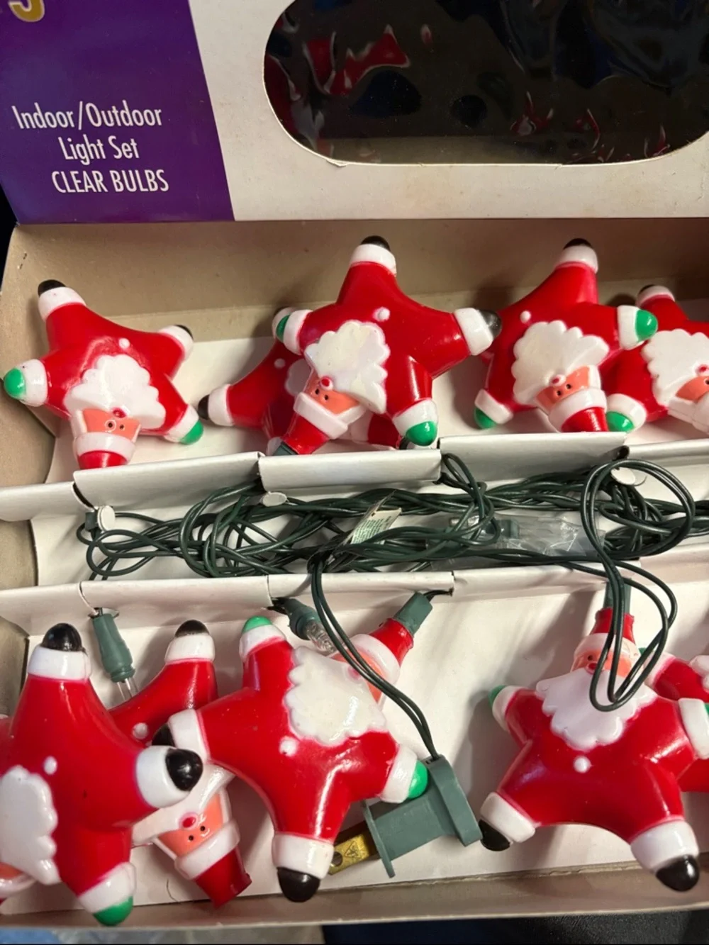 Star Santa Holiday String Lights - Red Santa Shapes